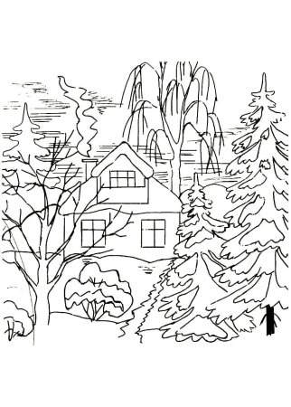 Зимний рисунок карандашом