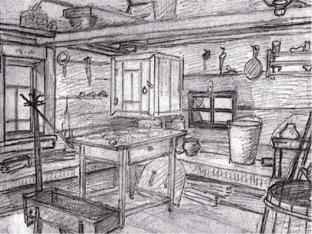 Наброски интерьера русской избы