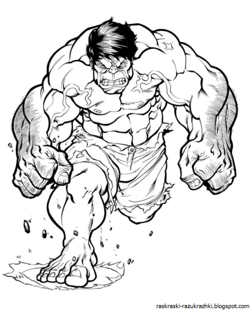 Раскраски Марвел для детей Халк