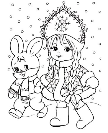 Новогодние раскраски Снегурочка