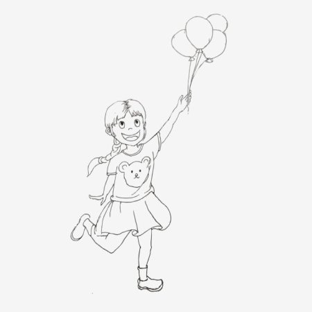 Раскраска дети с воздушными шарами