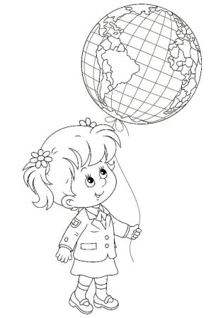 Девочка с шариками раскраска