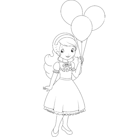 Девочка с шариками раскраска