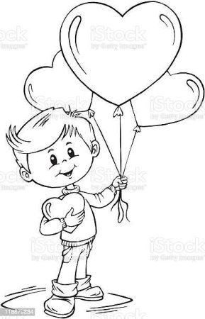 Мальчик с шариками раскраска