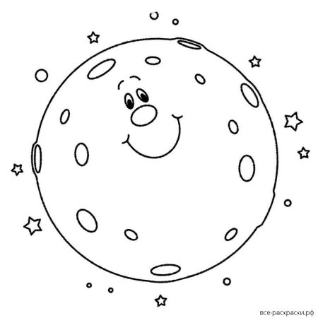 Луна раскраска для детей
