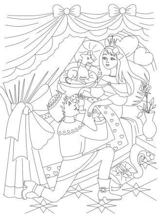 Раскраска к сказке спящая красавица Шарля Перро