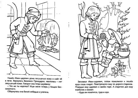 Раскраска Царевна лягушка и Иван Царевич