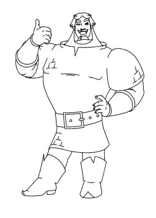 Раскраска три богатыря Илья Муромец