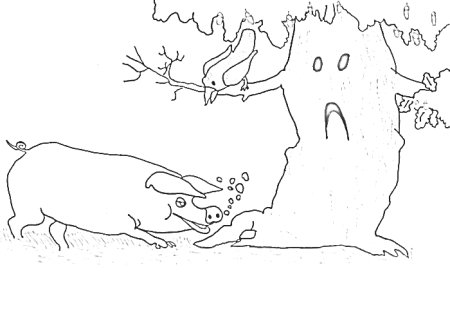 Крылов свинья под дубом басня раскраска