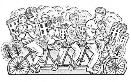 Раскраска семейный поход