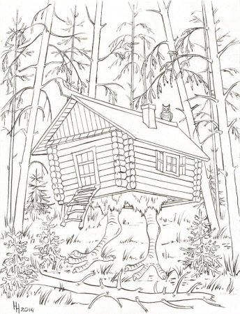 Раскраска домик в лесу