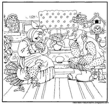 Курочка Ряба раскраска для малышей