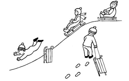 Рисование катание с горки