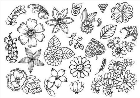 Цветы для раскрашивания мелкие