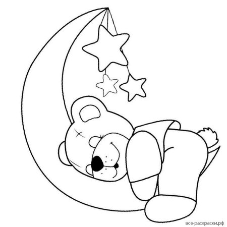 Мишка спит раскраска