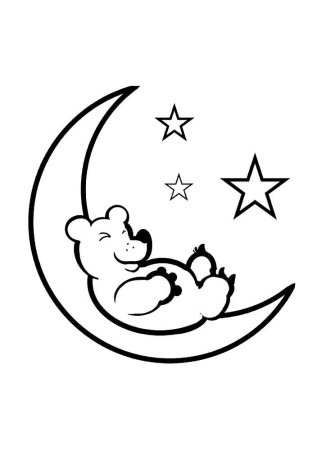 Мишка на Луне раскраска