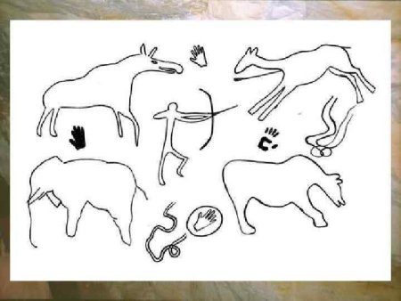 Наскальные рисунки раскраска