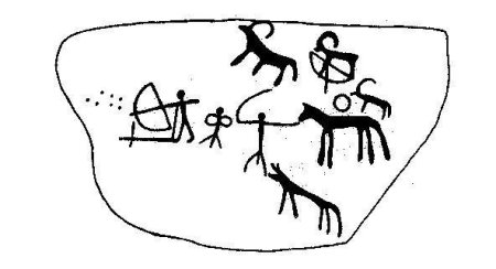 Наскальные рисунки первобытных людей карандашом