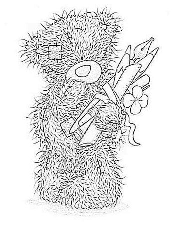 Раскраска для девочек мишка с сердечком