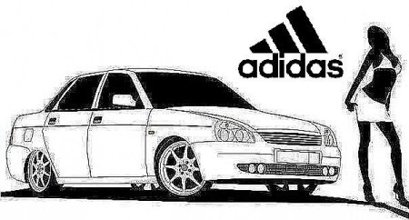 Раскраска Приора заниженная