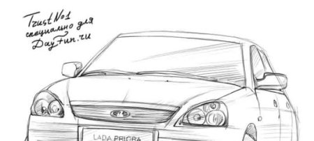 Рисунок Лады Приоры карандашом