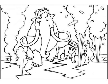 Мамонт раскраска для детей