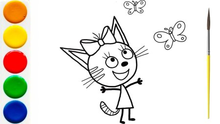 Три кота раскраска для детей