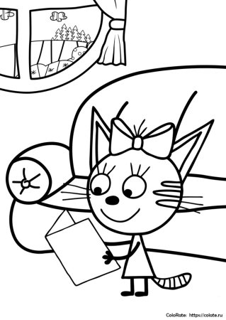 Три кота раскраска Коржик компот Карамелька