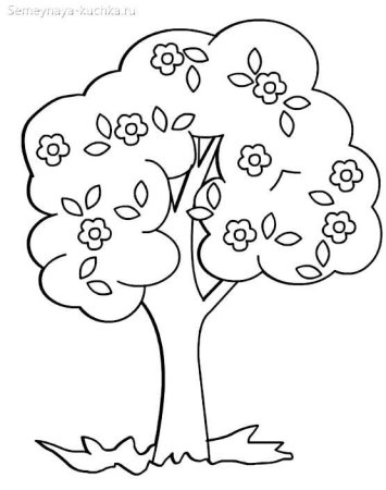 Раскраска яблоня с яблоками для детей
