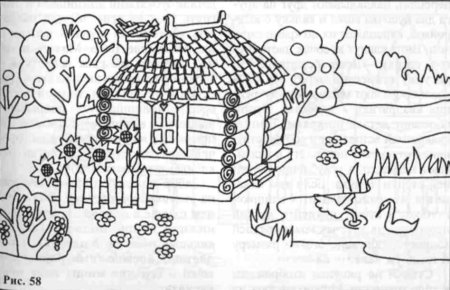 Раскраска домик в деревне