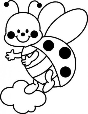 Раскраска Божья коровка в цветах для детей