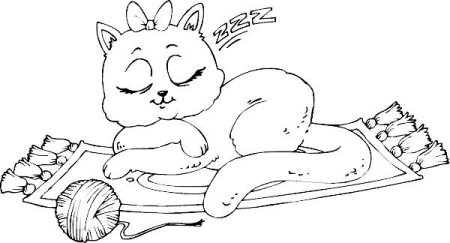 Кошка спит раскраска