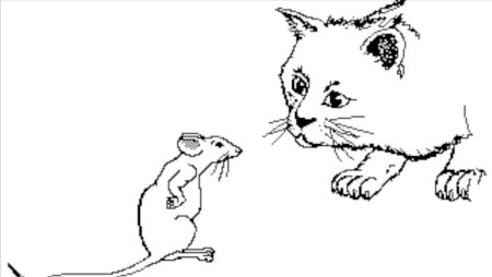 Кошка и мышка раскраска