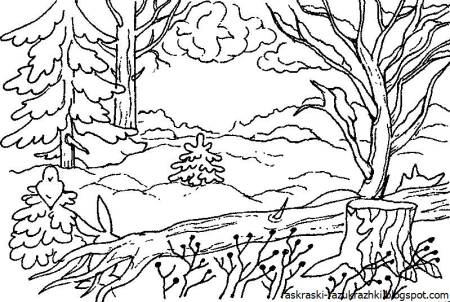 Раскраски на тему зимний пейзаж