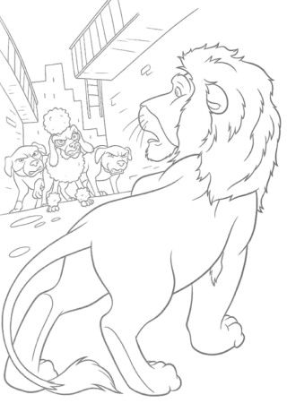 Детская раскраска Лев и собачка