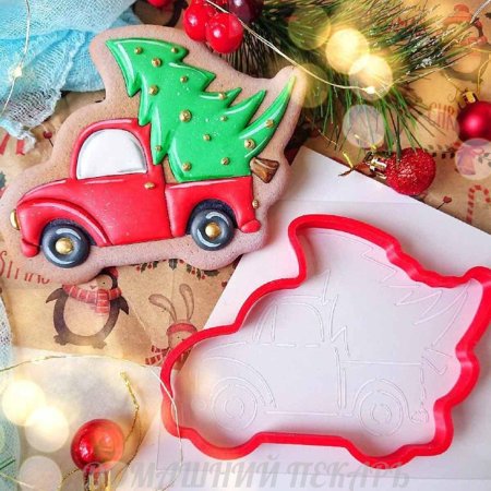 Трафарет машина с елкой