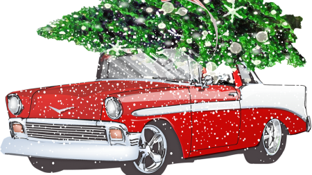 Красная Новогодняя машина