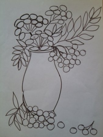 Осенний букет в вазе карандашом