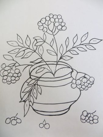 Ваза с осенними листьями раскраска