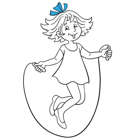 Девочка прыгает на скакалке