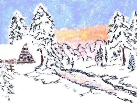 Набросок рисунка зимний пейзаж для ребенка 6 лет