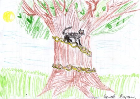 Раскраска кот на дереве