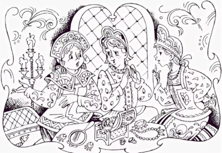 Сказки Пушкина три девицы под окном