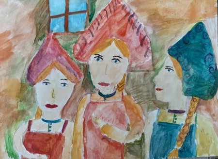 Рисунок по сказке о царе Салтане три девицы под окном