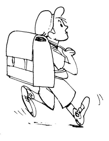 Раскраска ученик с портфелем