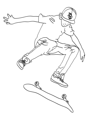 Раскраска скейтбордист
