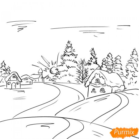 Рисунок на тему зимнее утро карандашом