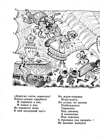 Муха Цокотуха рисунок раскраска