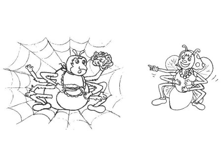 Муха Цокотуха и комарик раскраска