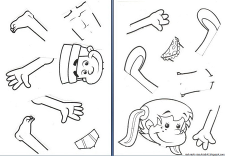 Части тела раскраска для детей